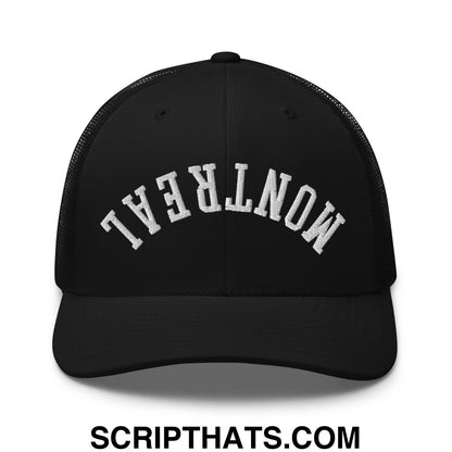Upside Down Montreal Embroidered Mesh Trucker Hat Black