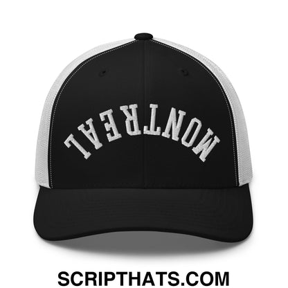 Upside Down Montreal Embroidered Mesh Trucker Hat Black White