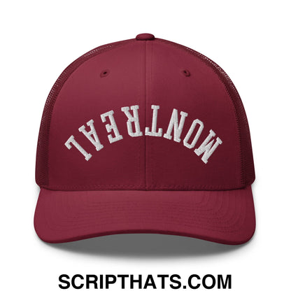 Upside Down Montreal Embroidered Mesh Trucker Hat Cranberry
