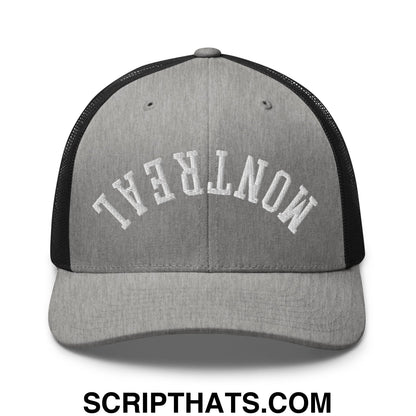 Upside Down Montreal Embroidered Mesh Trucker Hat Heather Black