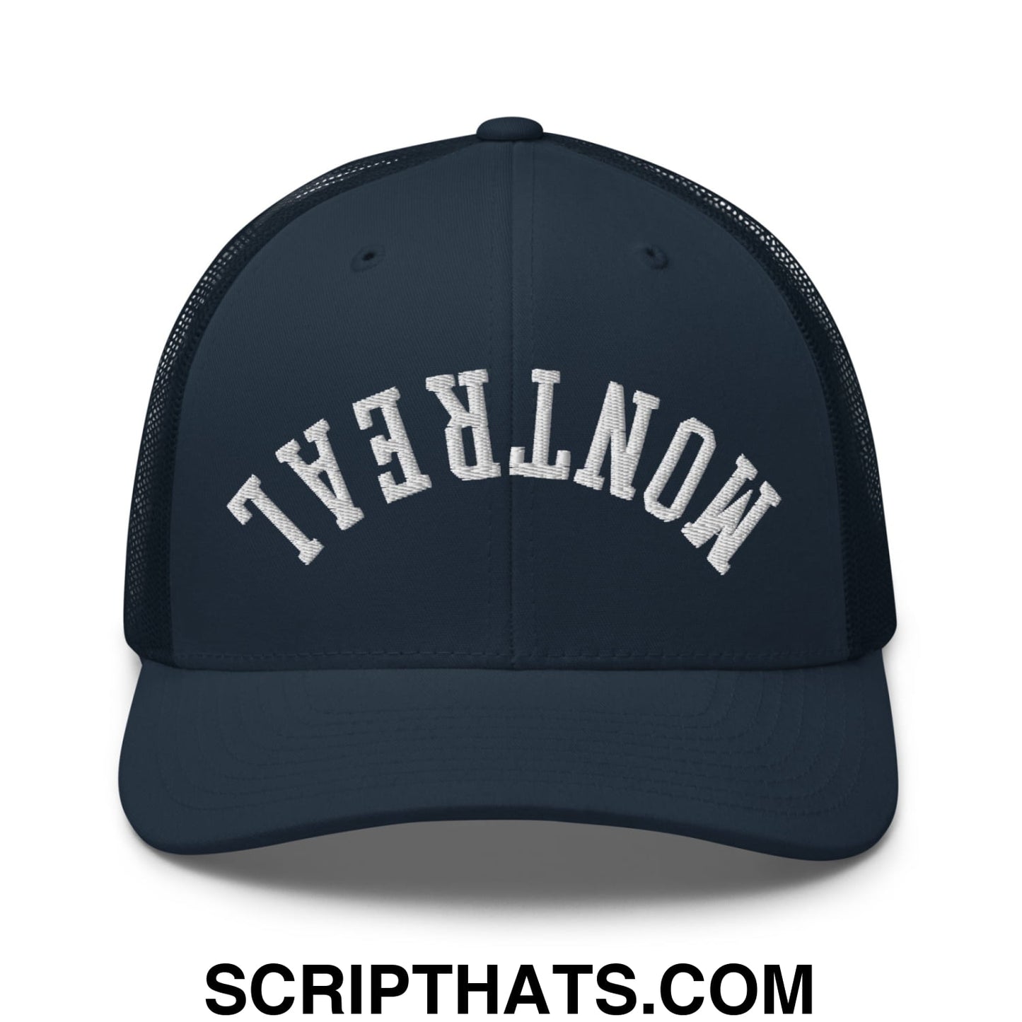 Upside Down Montreal Embroidered Mesh Trucker Hat Navy
