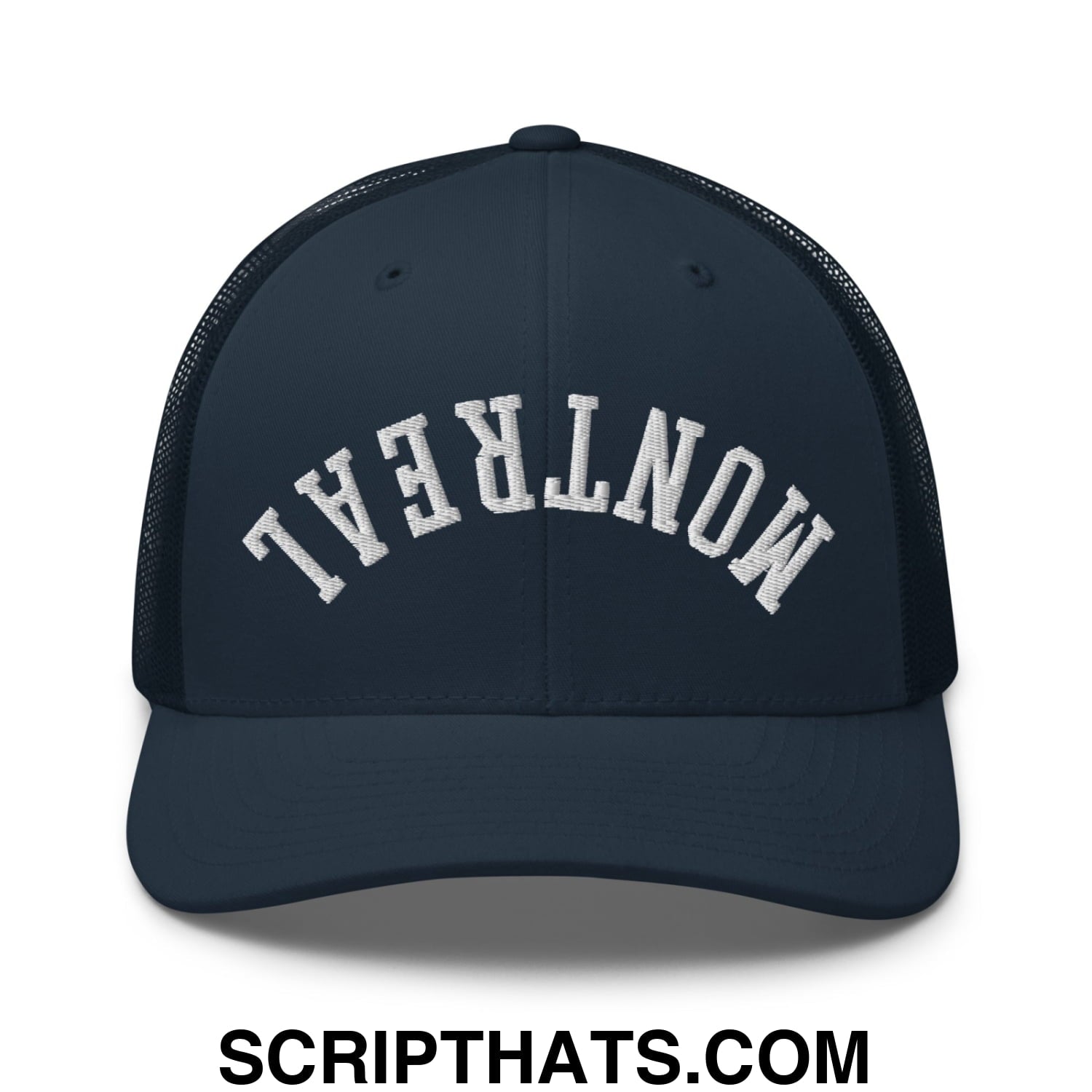 Upside Down Montreal Embroidered Mesh Trucker Hat Navy