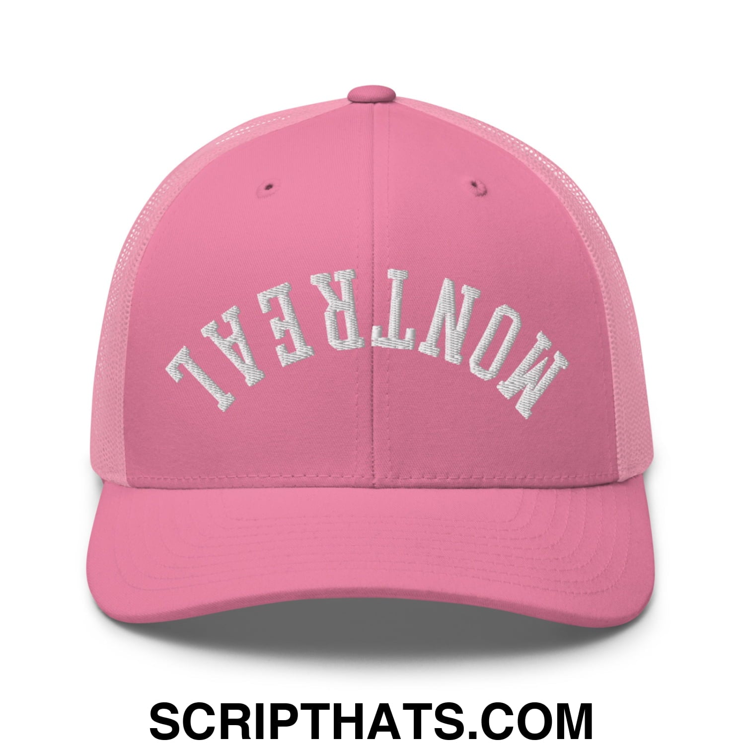 Upside Down Montreal Embroidered Mesh Trucker Hat Pink