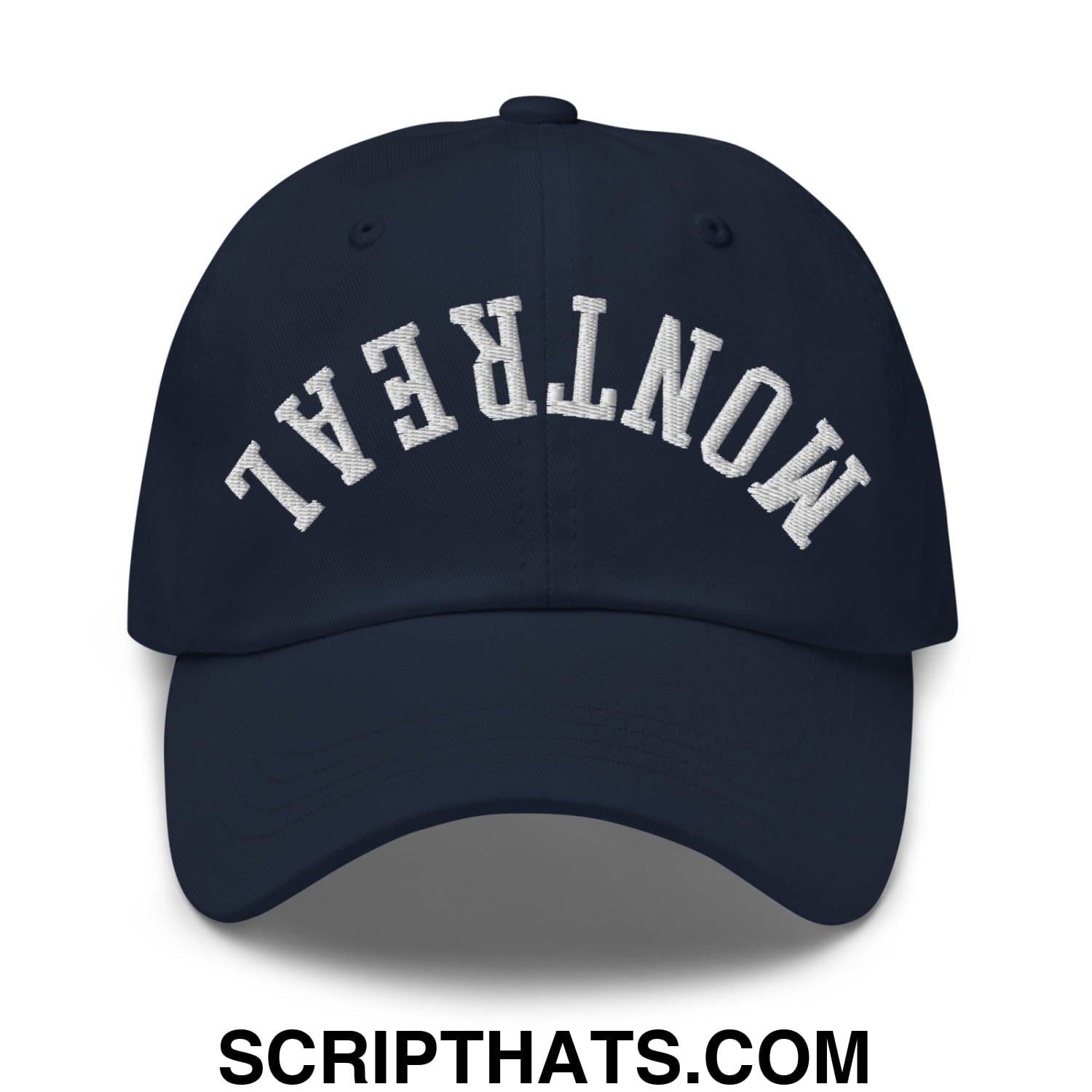 Upside Down Montreal Embroidered Unstructured Dad Hat Navy