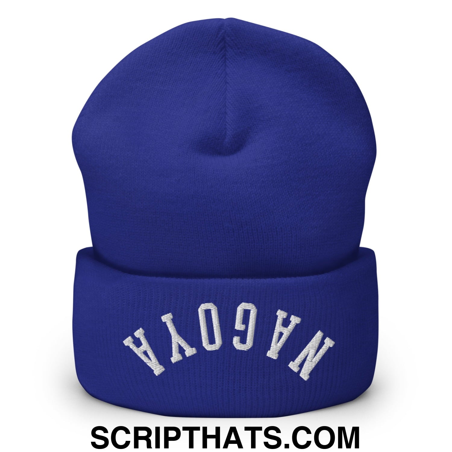 Upside Down Nagoya Embroidered Cuffed Knit Beanie Royal