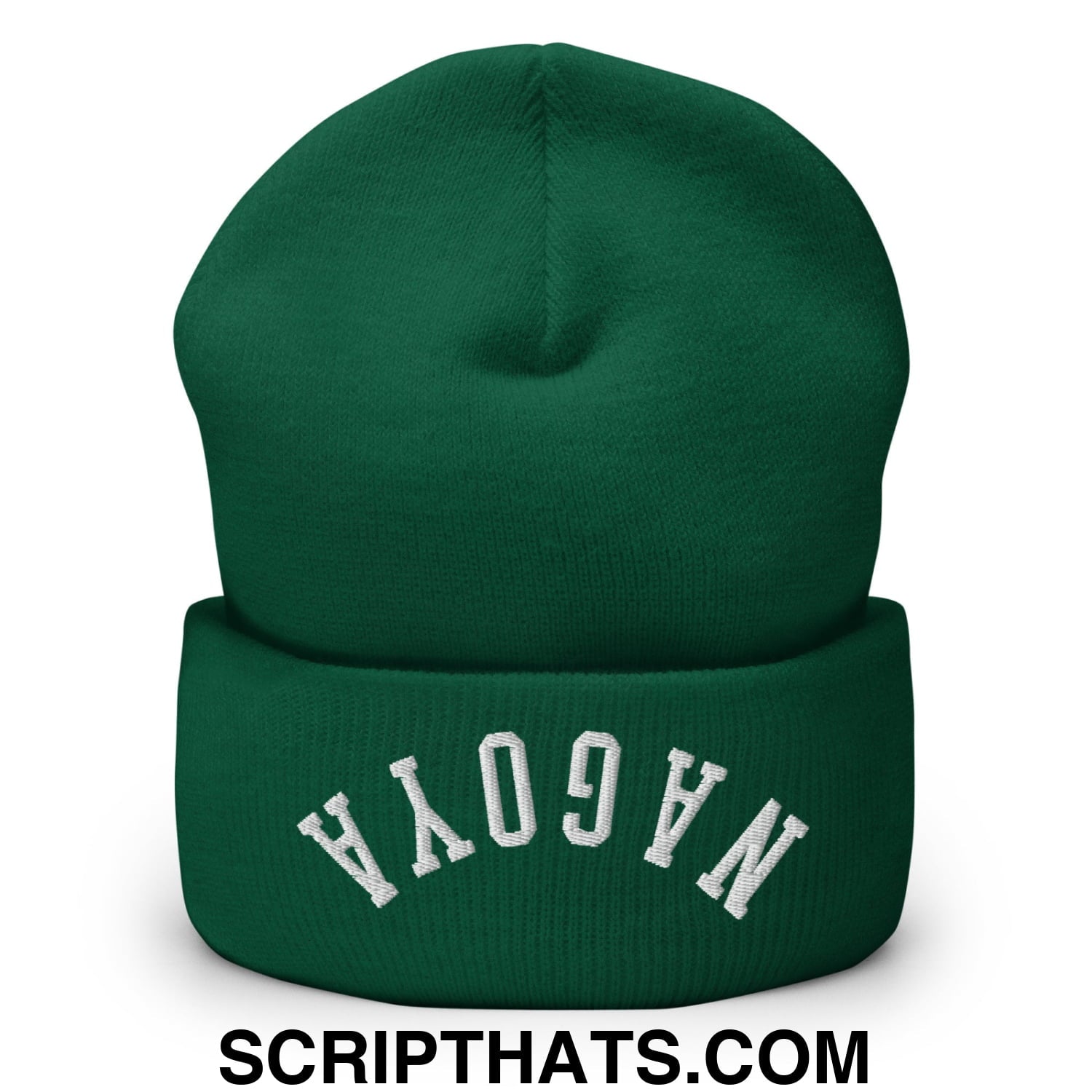 Upside Down Nagoya Embroidered Cuffed Knit Beanie Spruce