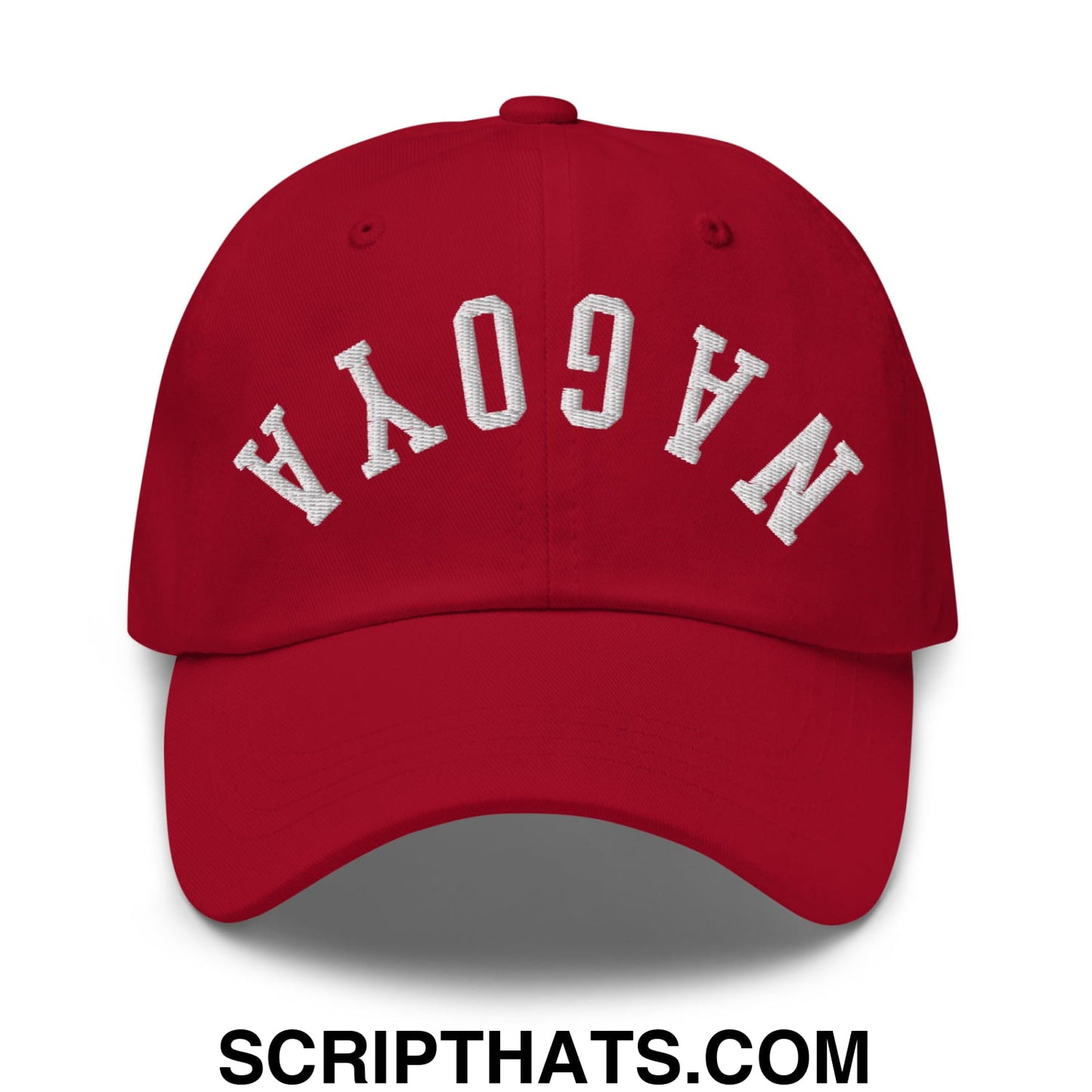 Upside Down Nagoya Embroidered Unstructured Dad Hat Cranberry
