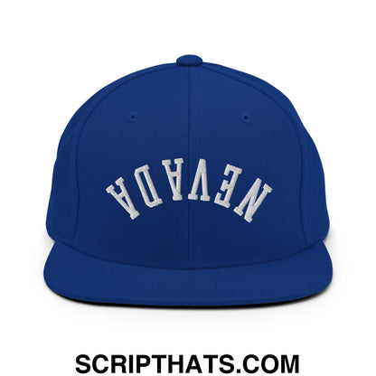 Upside Down Nevada Embroidered Flat Bill Brim Snapback Hat Royal Blue
