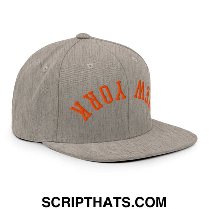 Upside Down New York Basketball Embroidered Flat Bill Brim Snapback Hat Heather Grey