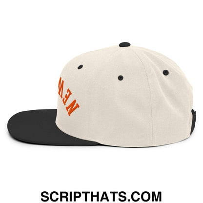 Upside Down New York Basketball Embroidered Flat Bill Brim Snapback Hat Natural Black