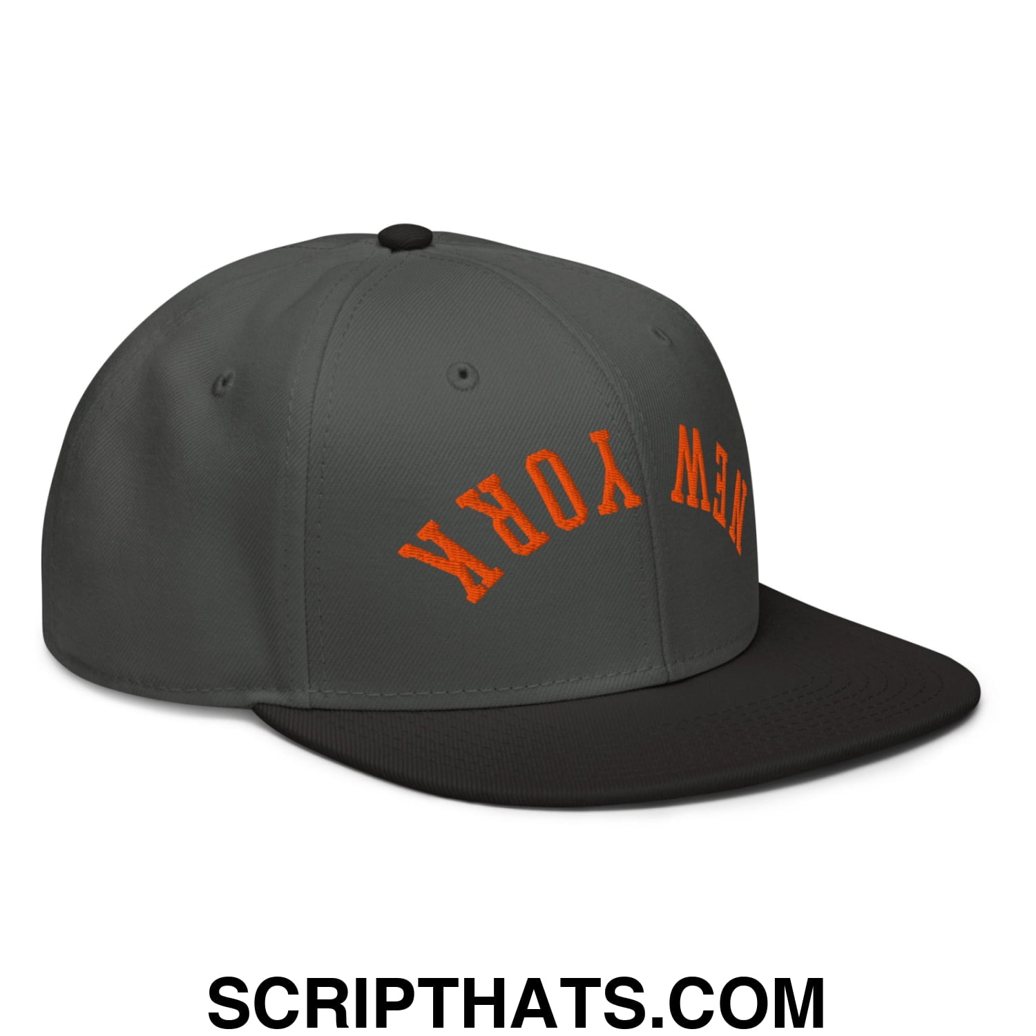 Upside Down New York Basketball Embroidered Flat Brim Bill Snapback Hat Black Charcoal gray Charcoal gray