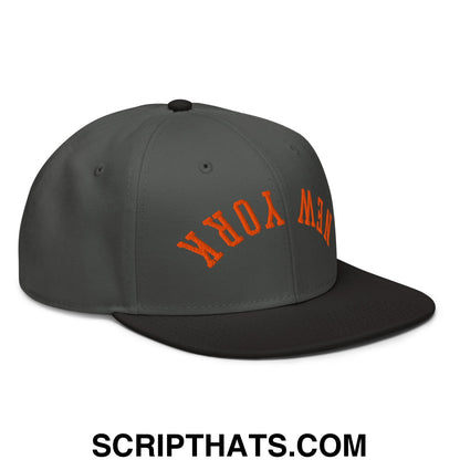 Upside Down New York Basketball Embroidered Flat Brim Bill Snapback Hat Black Charcoal gray Charcoal gray