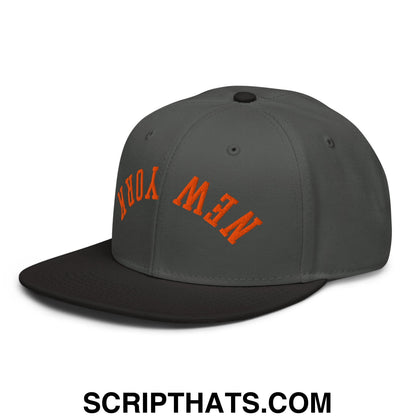 Upside Down New York Basketball Embroidered Flat Brim Bill Snapback Hat Black Charcoal gray Charcoal gray