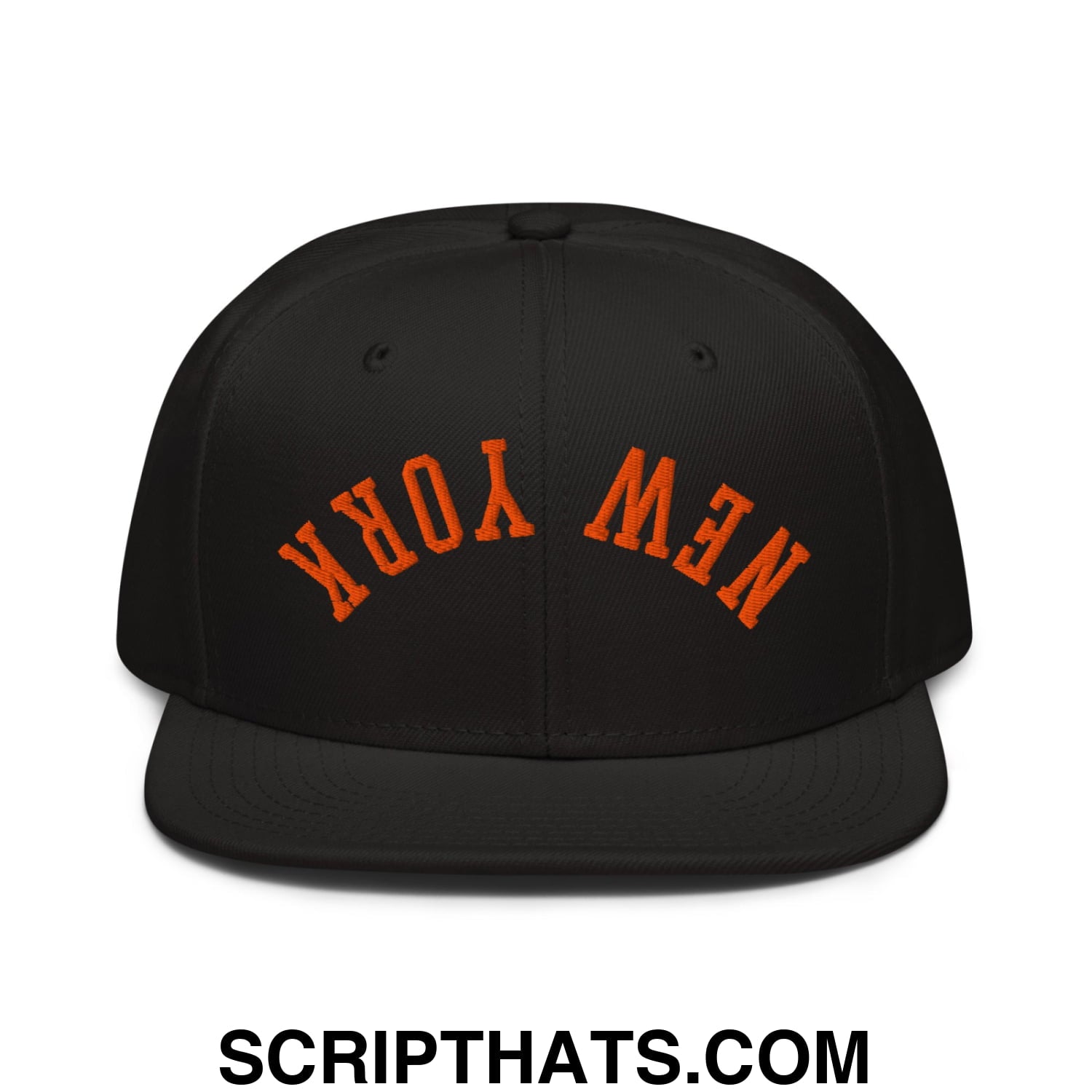 Upside Down New York Basketball Embroidered Flat Brim Bill Snapback Hat Black