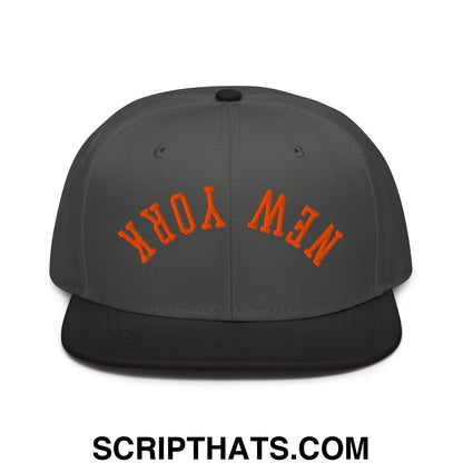 Upside Down New York Basketball Embroidered Flat Brim Bill Snapback Hat Black Charcoal gray Charcoal gray