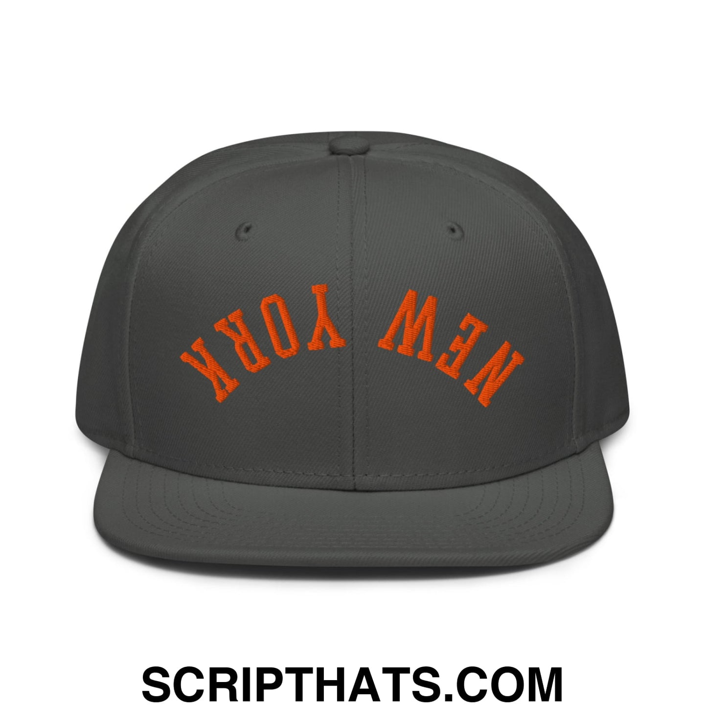 Upside Down New York Basketball Embroidered Flat Brim Bill Snapback Hat Charcoal gray