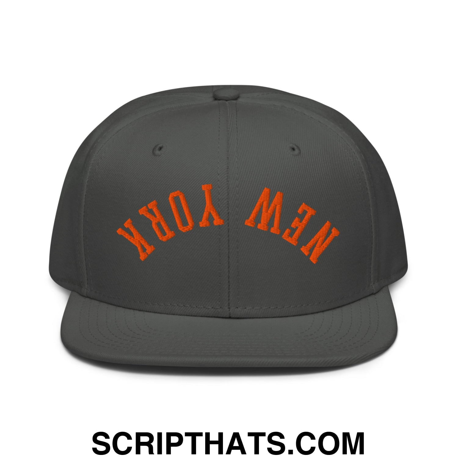 Upside Down New York Basketball Embroidered Flat Brim Bill Snapback Hat Charcoal gray