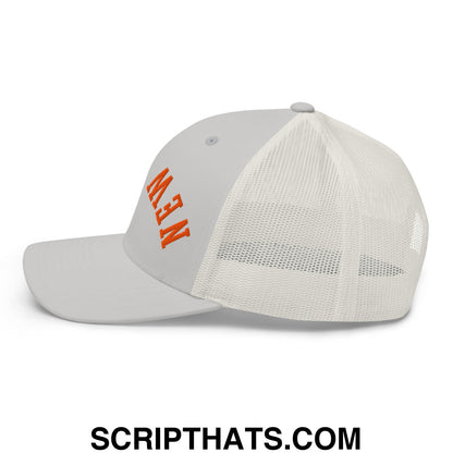 Upside Down New York Basketball Embroidered Mesh Trucker Hat Silver