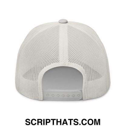 Upside Down New York Basketball Embroidered Mesh Trucker Hat Silver