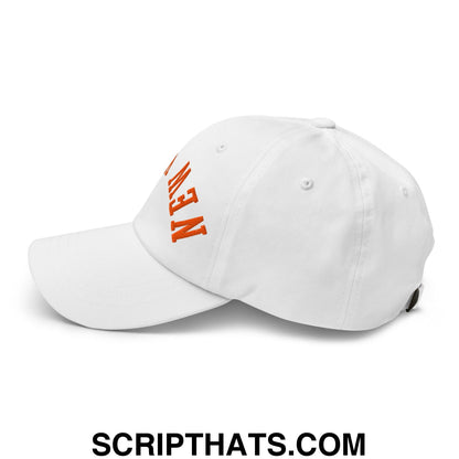 Upside Down New York Basketball Embroidered Unstructured Dad Hat White