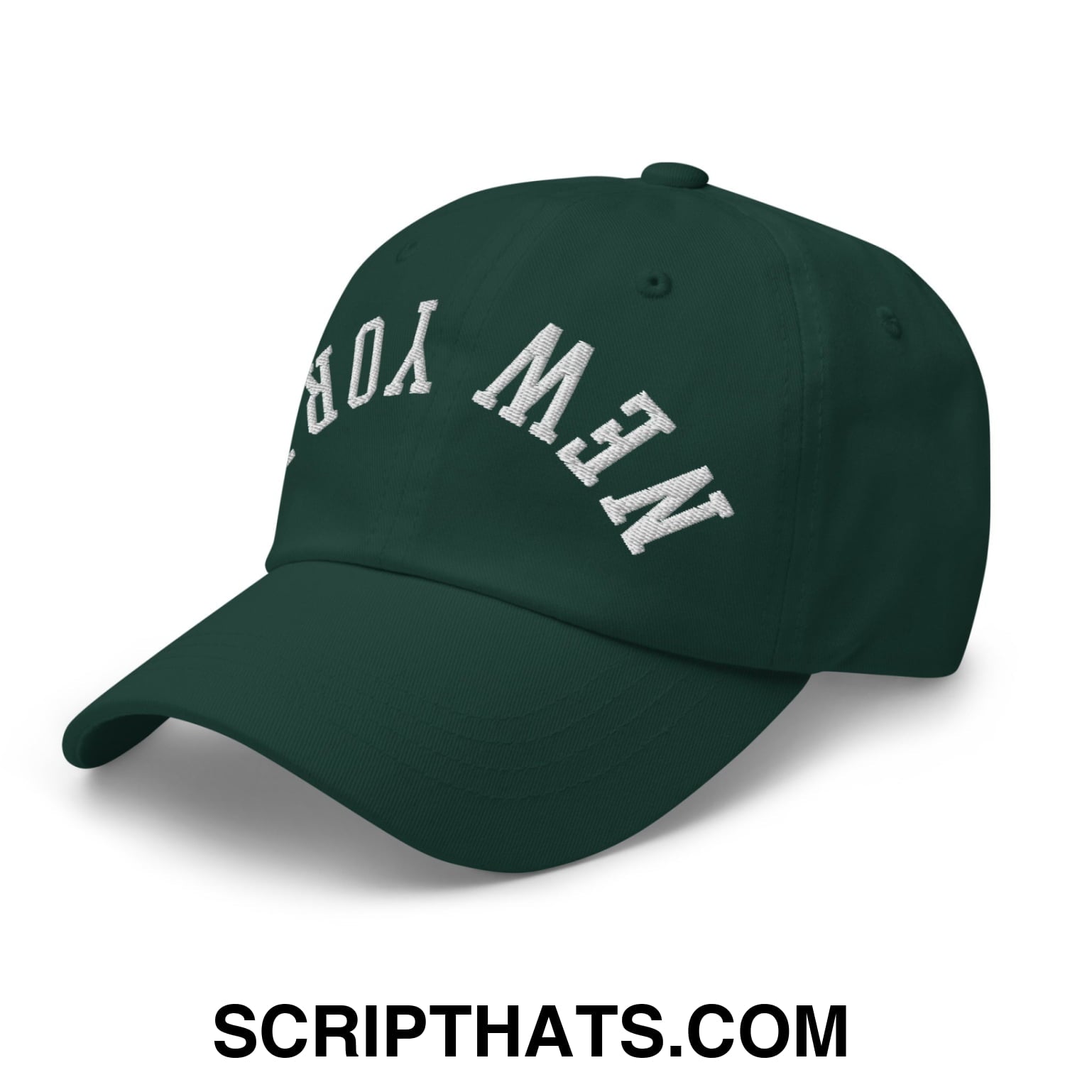 Upside Down New York Embroidered Unstructured Dad Hat Spruce
