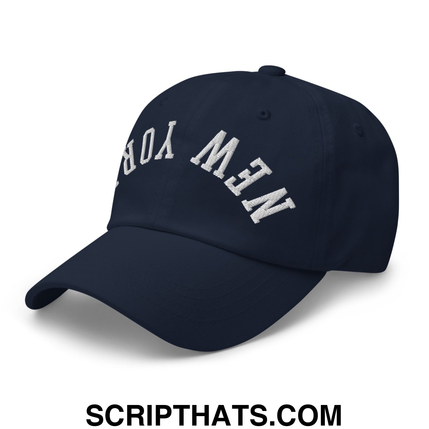 Upside Down New York Embroidered Unstructured Dad Hat Navy