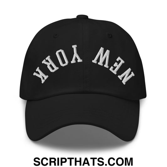 Upside Down New York Embroidered Unstructured Dad Hat Black