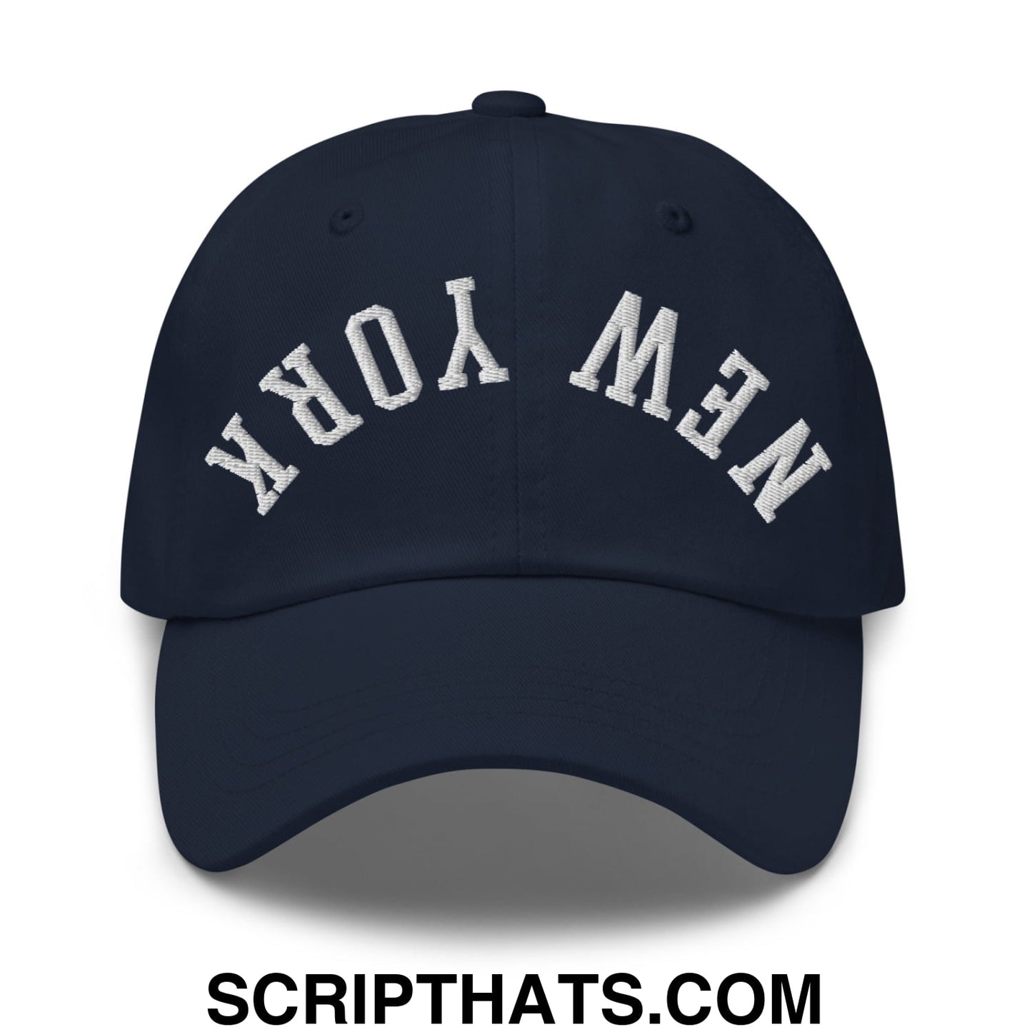 Upside Down New York Embroidered Unstructured Dad Hat Navy