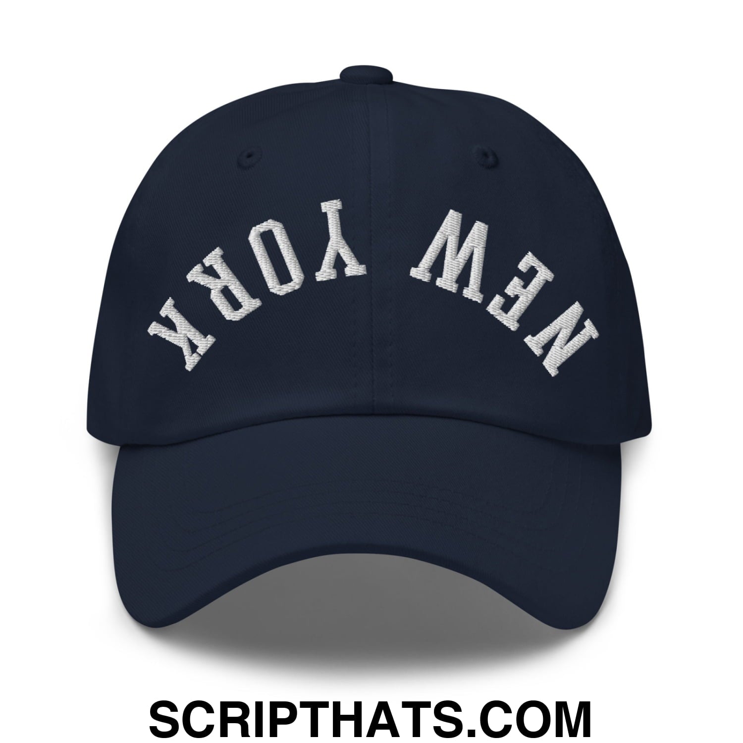 Upside Down New York Embroidered Unstructured Dad Hat Navy
