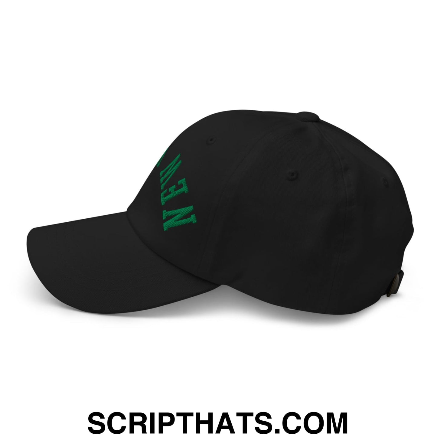 Upside Down New York Green Embroidered Unstructured Dad Hat Black