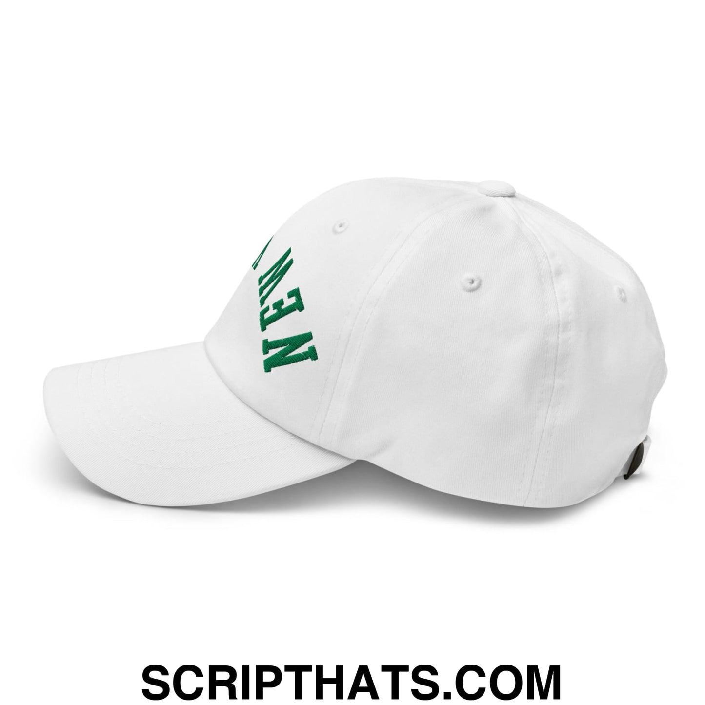Upside Down New York Green Embroidered Unstructured Dad Hat White