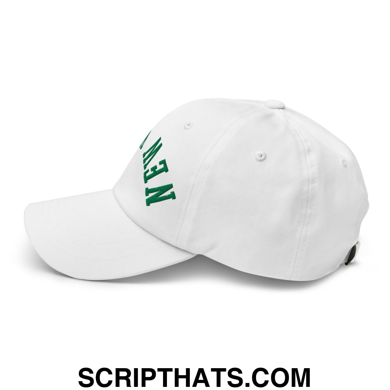 Upside Down New York Green Embroidered Unstructured Dad Hat White