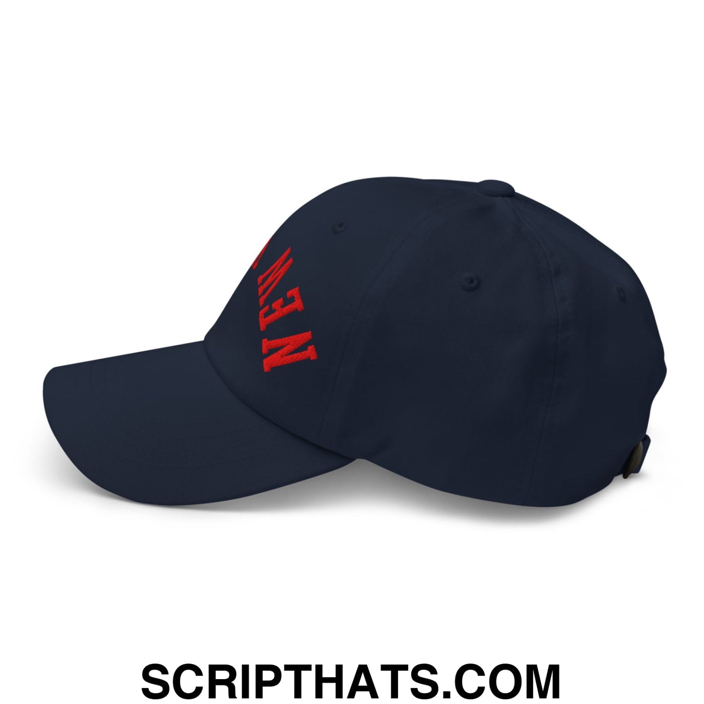 Upside Down New York Red Embroidered Unstructured Dad Hat Navy