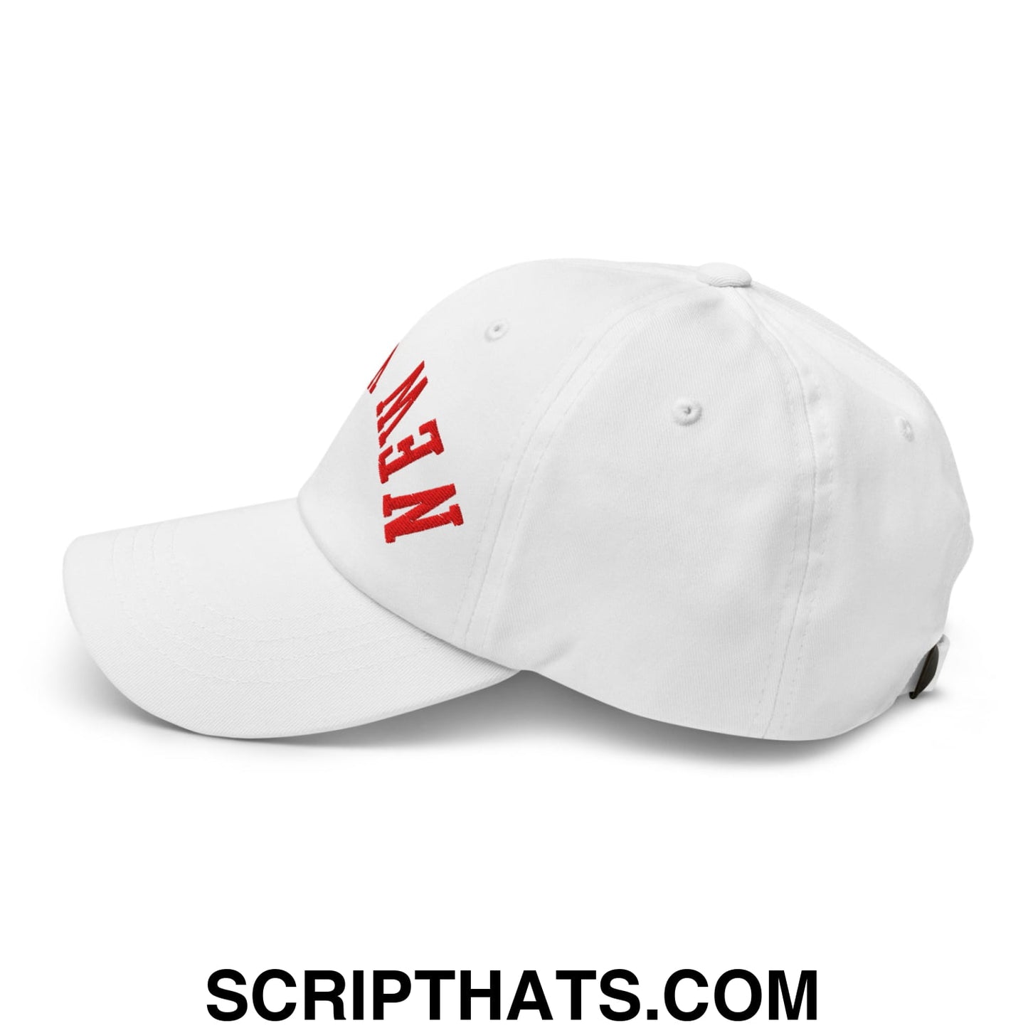Upside Down New York Red Embroidered Unstructured Dad Hat White
