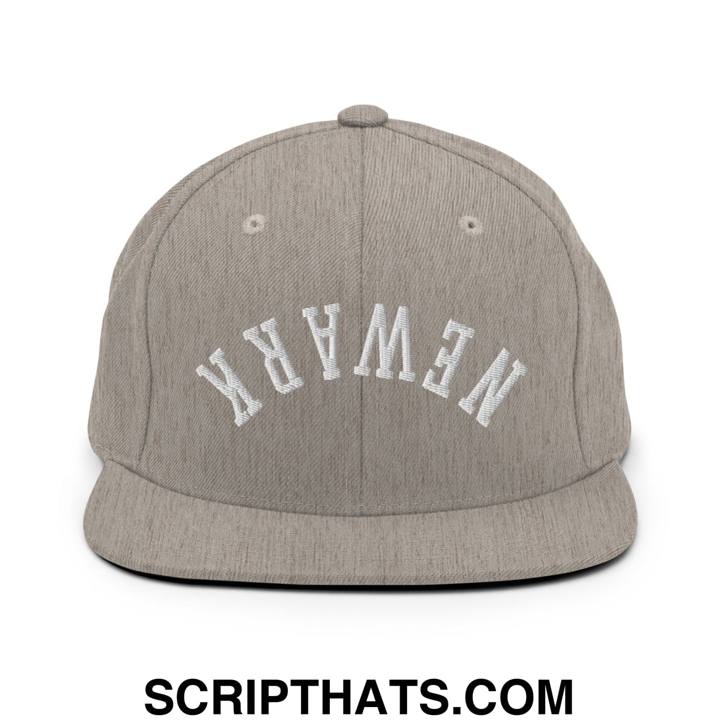Upside Down Newark Embroidered Flat Bill Brim Snapback Hat Heather Grey