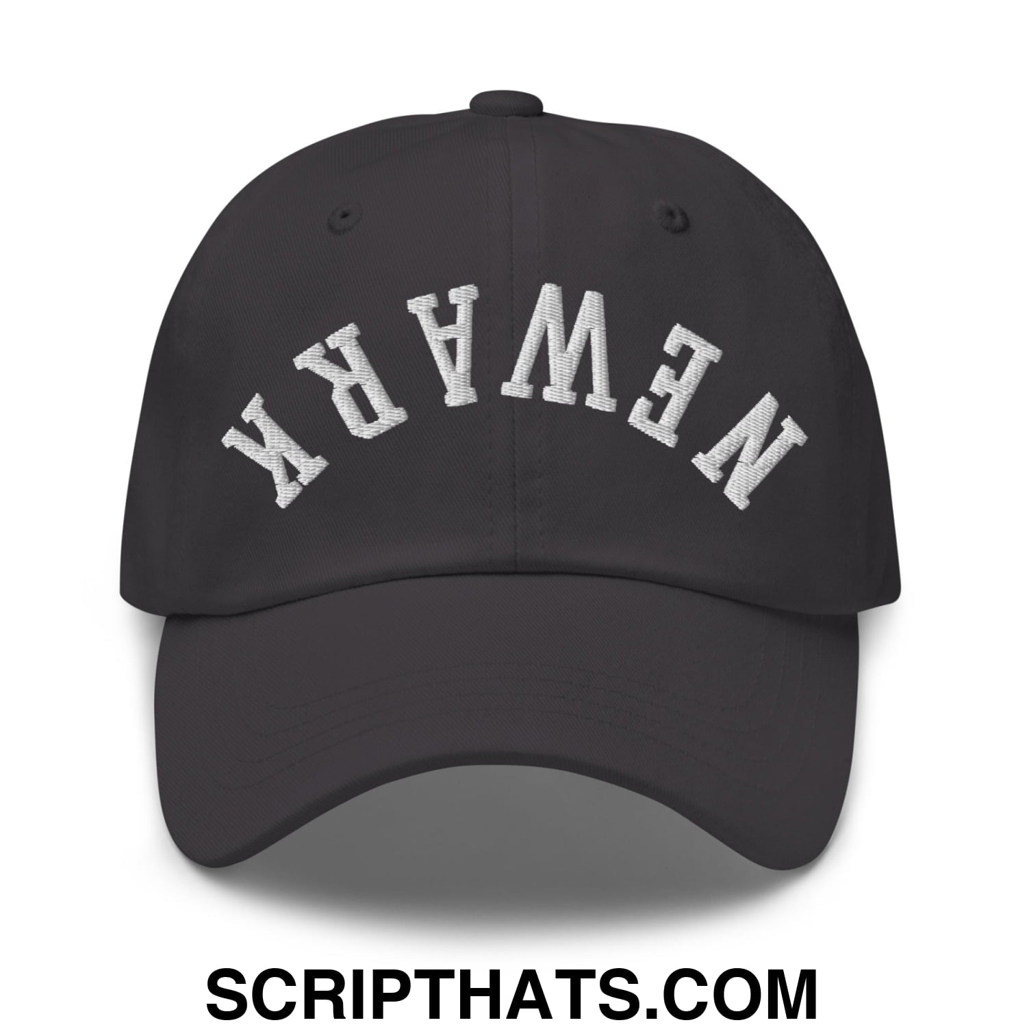 Upside Down Newark Embroidered Unstructured Dad Hat Dark Grey