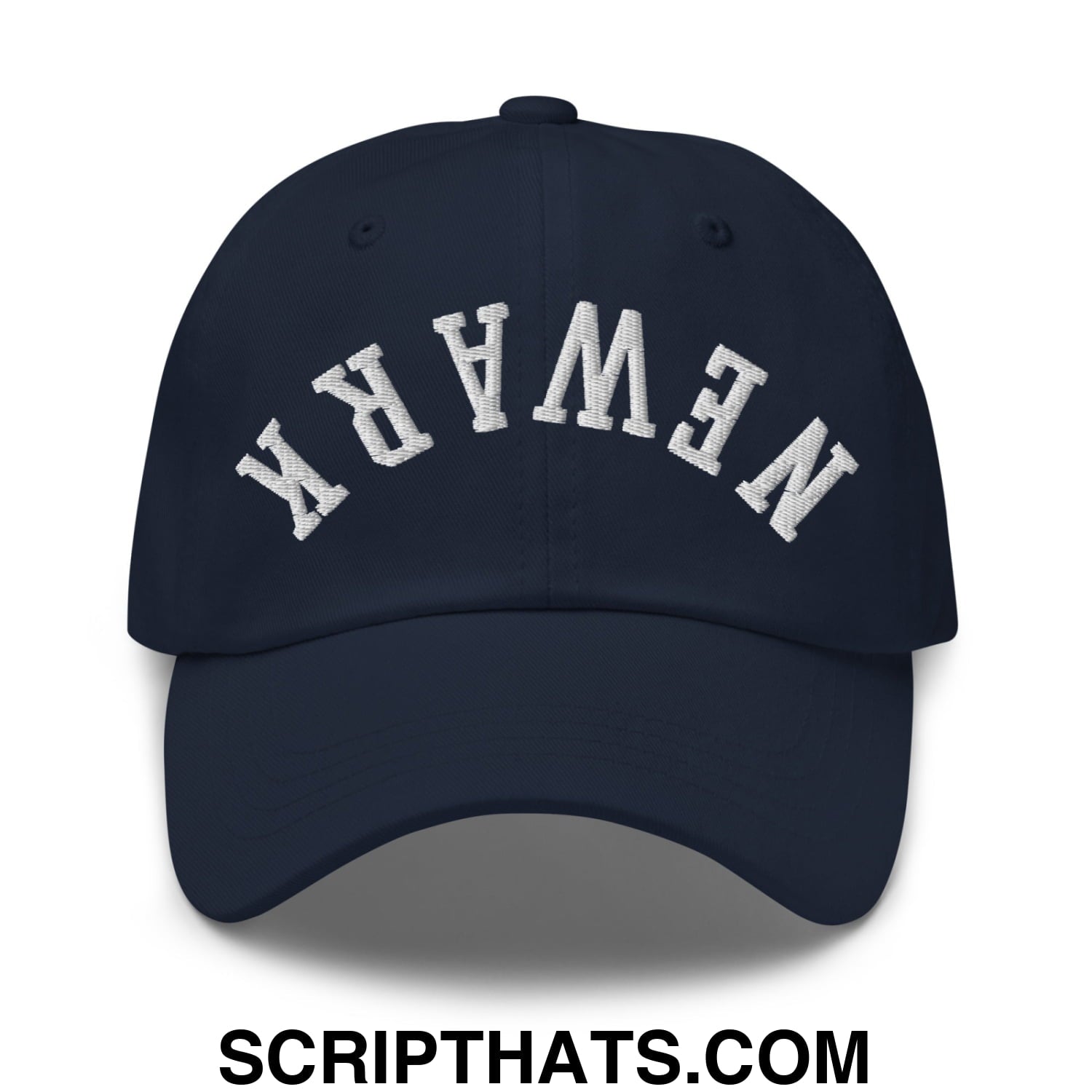 Upside Down Newark Embroidered Unstructured Dad Hat Navy