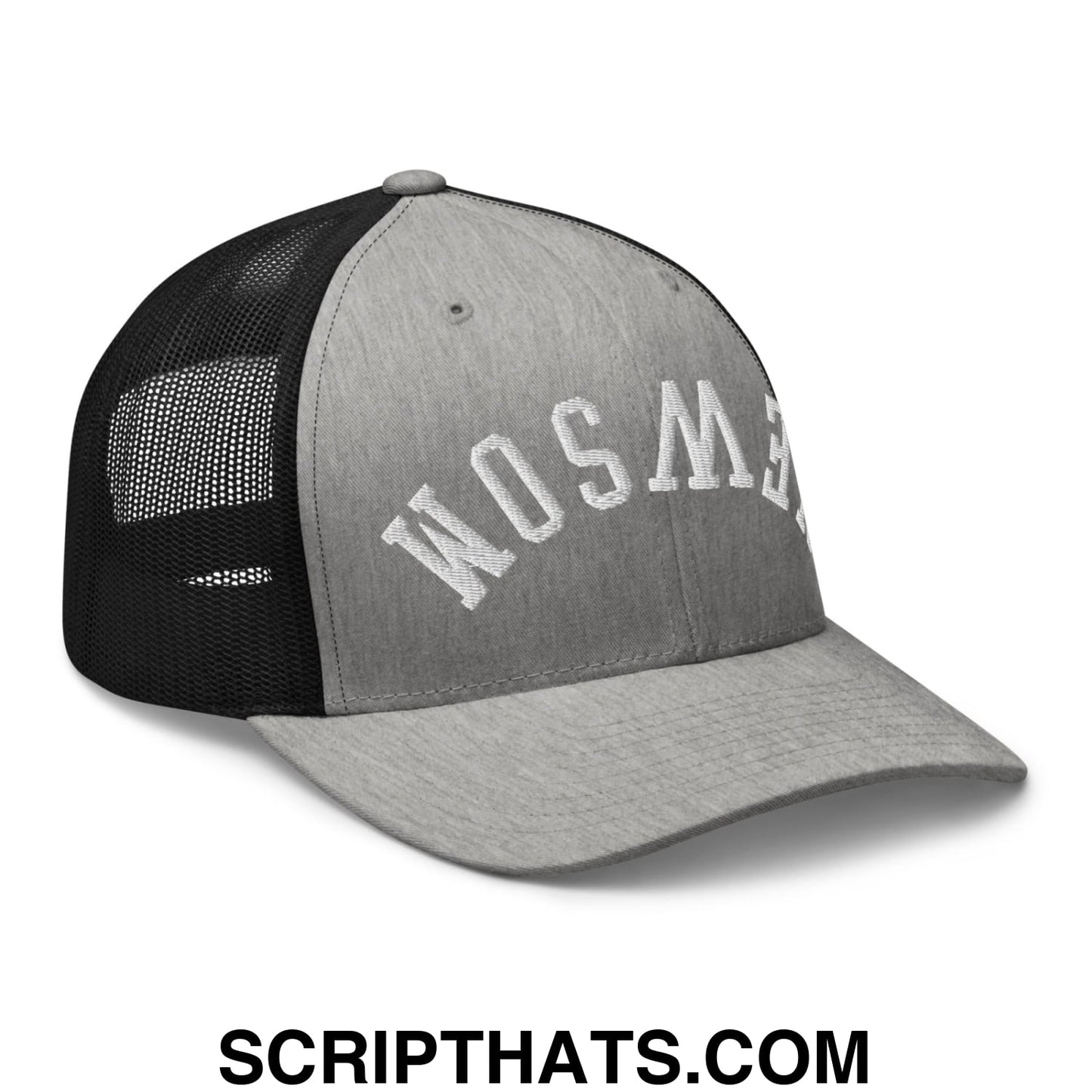 Upside Down Newsom Embroidered Mesh Trucker Hat Heather Black