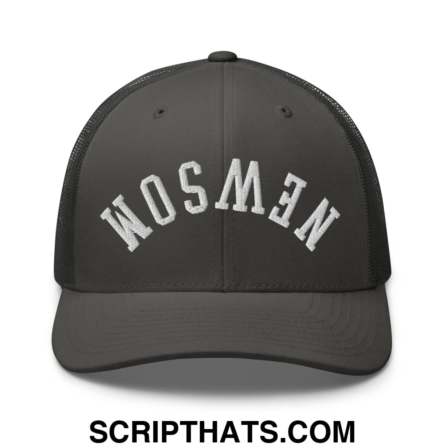 Upside Down Newsom Embroidered Mesh Trucker Hat Charcoal