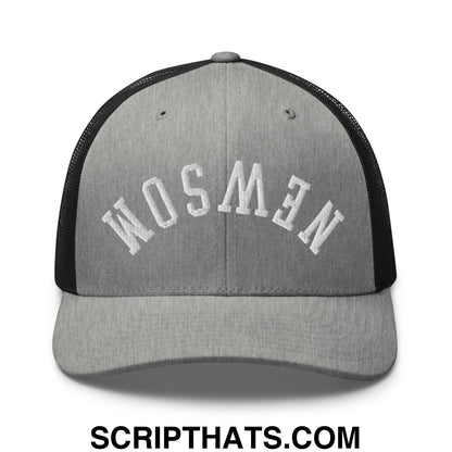 Upside Down Newsom Embroidered Mesh Trucker Hat Heather Black