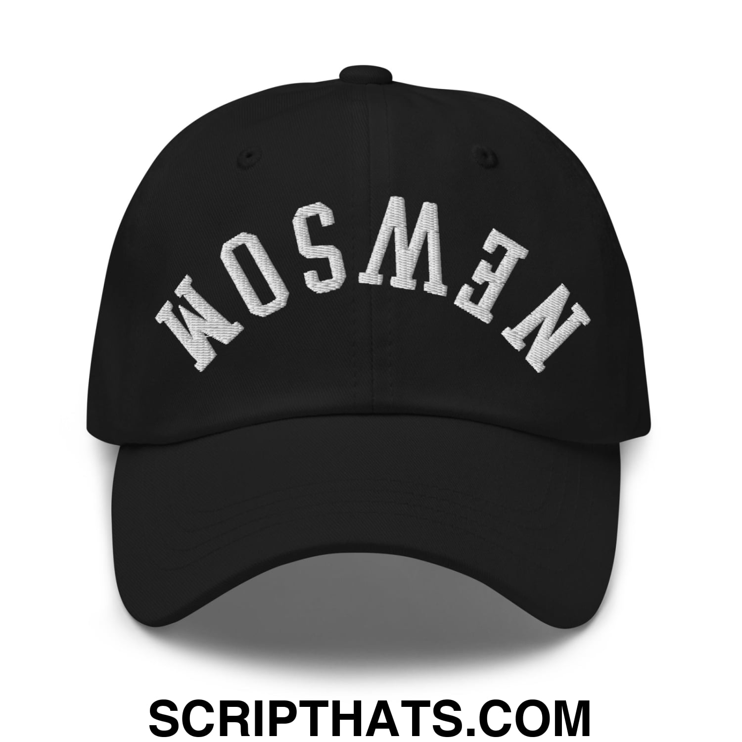 Upside Down Newsom Embroidered Unstructured Dad Hat Black