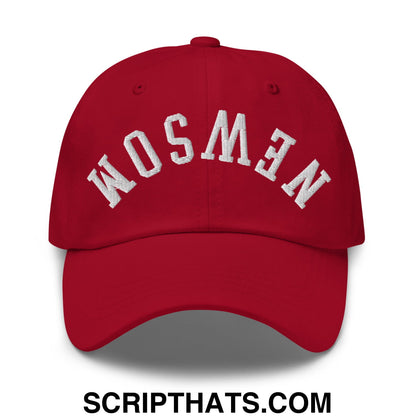 Upside Down Newsom Embroidered Unstructured Dad Hat Cranberry