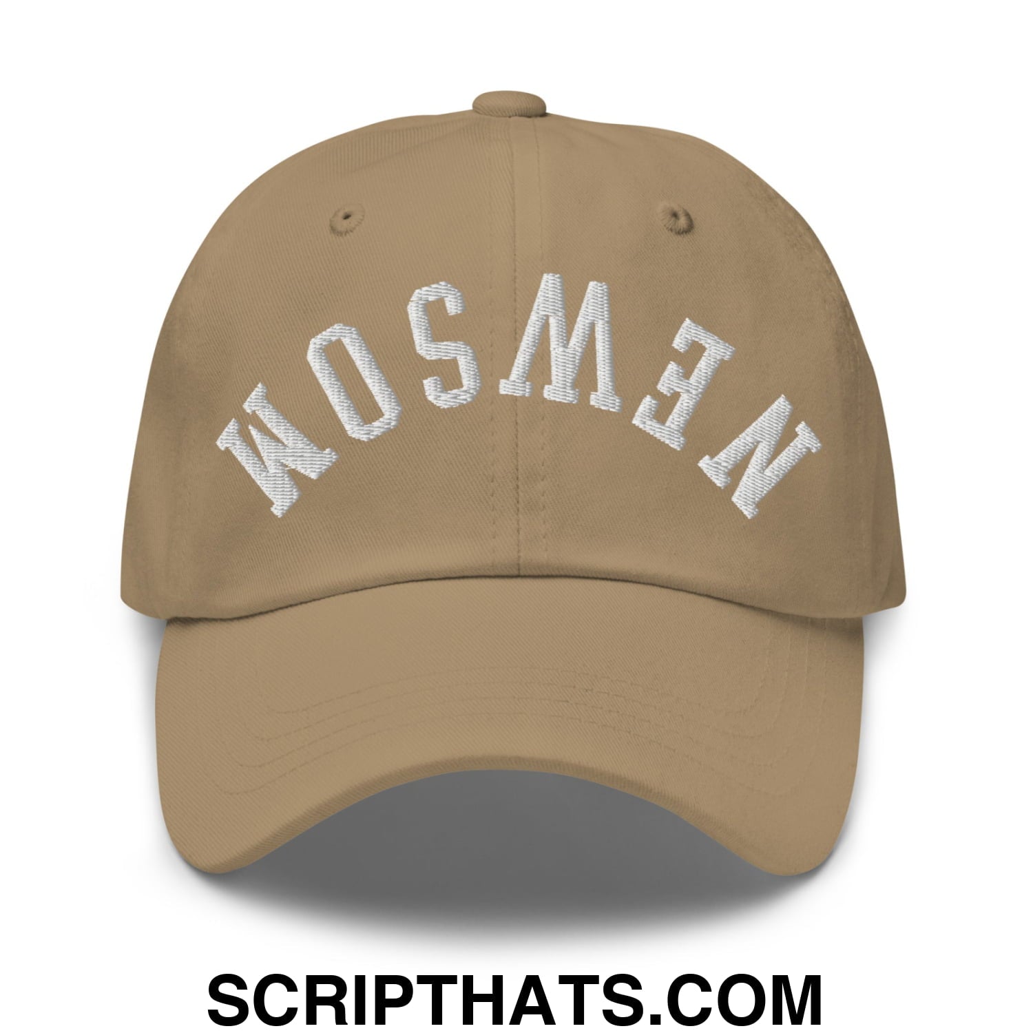 Upside Down Newsom Embroidered Unstructured Dad Hat Khaki