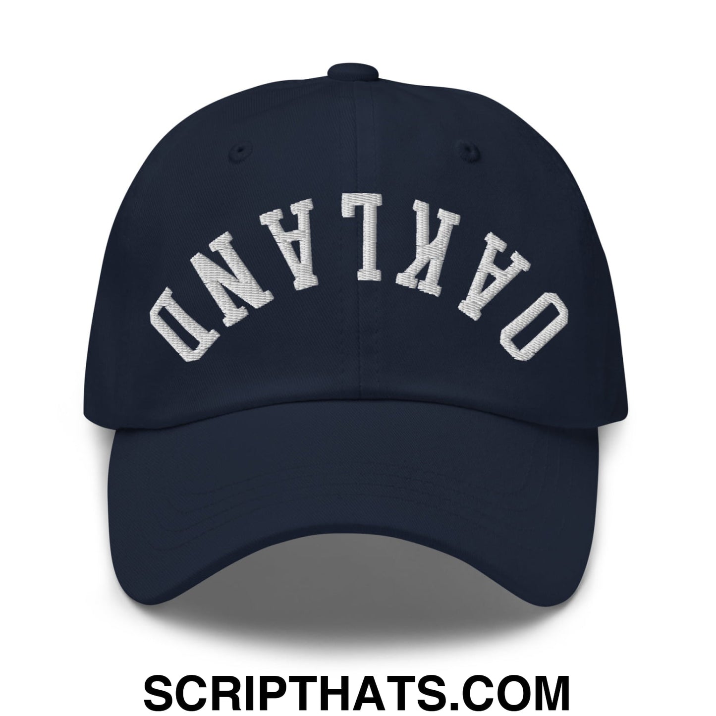 Upside Down Oakland Embroidered Unstructured Dad Hat Navy