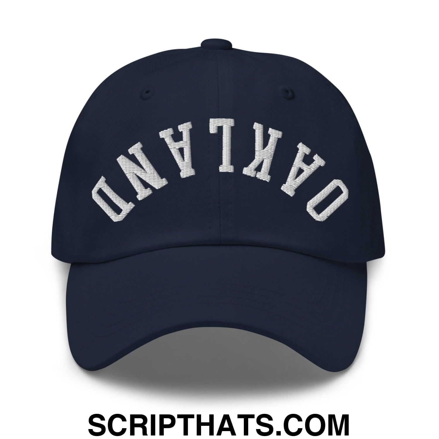 Upside Down Oakland Embroidered Unstructured Dad Hat Navy