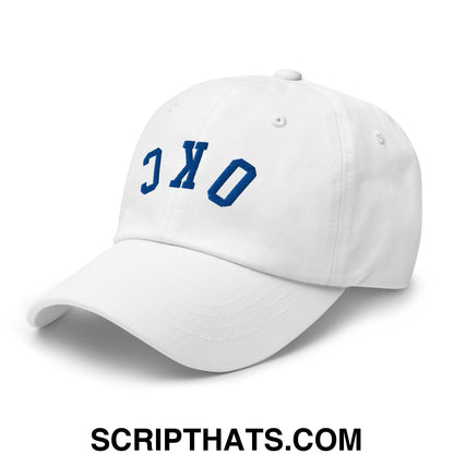 Upside Down OKC Oklahoma City Basketball Embroidered Unstructured Dad Hat Light Blue