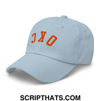 Upside Down OKC Oklahoma City Basketball Embroidered Unstructured Dad Hat Light Blue