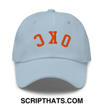 Upside Down OKC Oklahoma City Basketball Embroidered Unstructured Dad Hat Light Blue