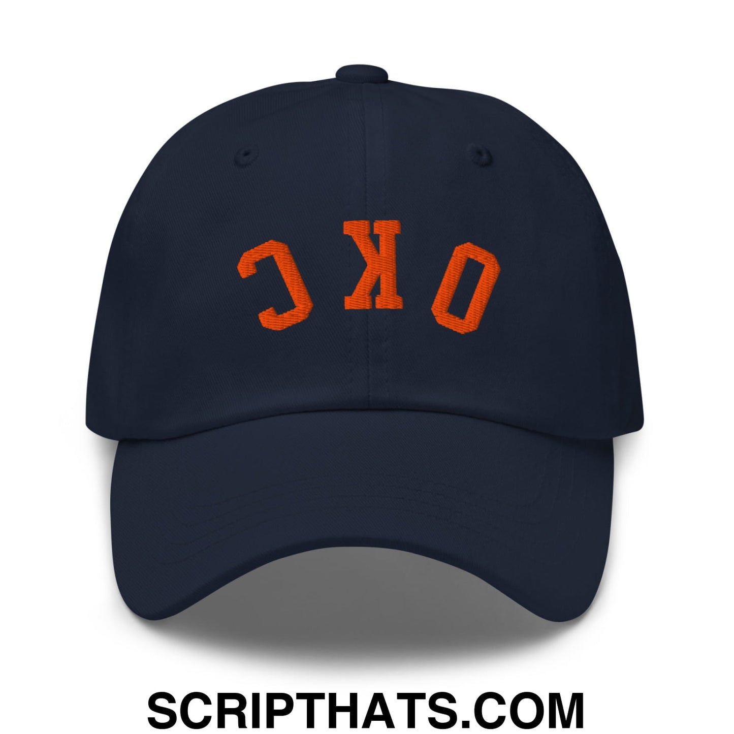 Upside Down OKC Oklahoma City Basketball Embroidered Unstructured Dad Hat Navy