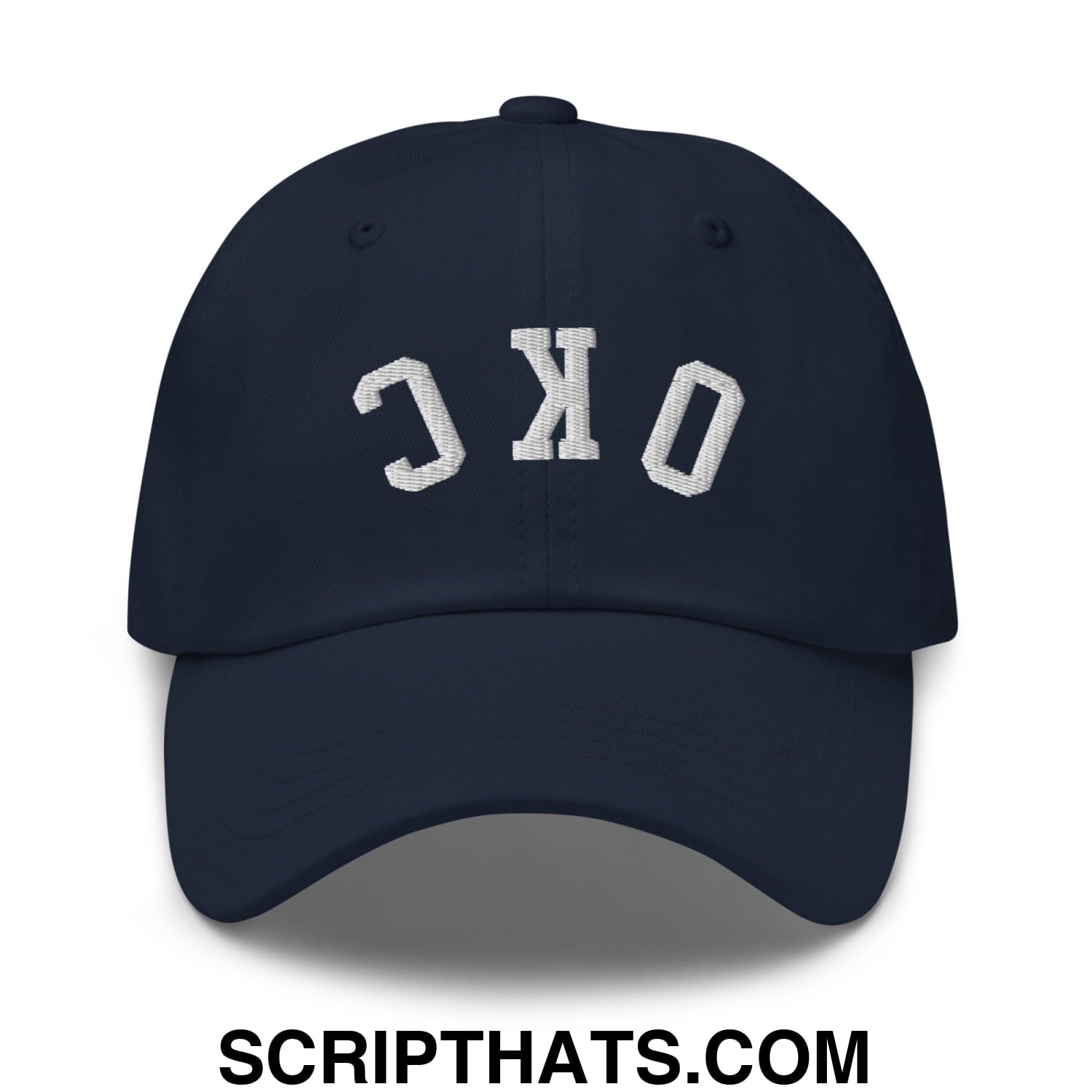 Upside Down OKC Oklahoma City Embroidered Unstructured Dad Hat Navy
